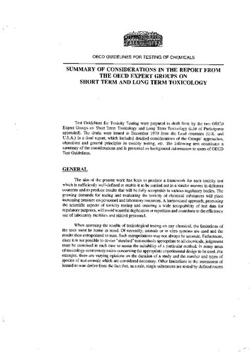 Summary of consideration in the report from the OECD