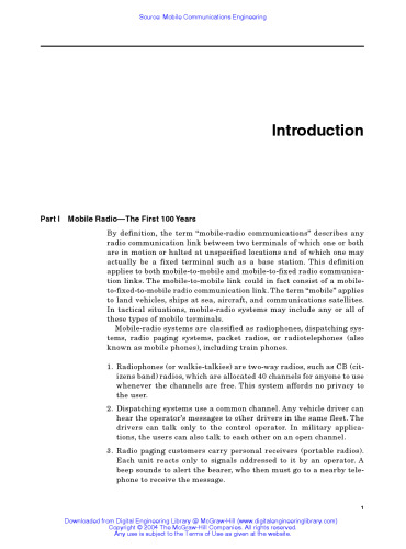 Mobile Communications Engineering: Theory and Applications