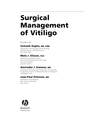 Surgical Management of Vitiligo