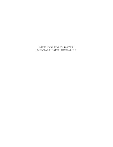 Methods for Disaster Mental Health Research