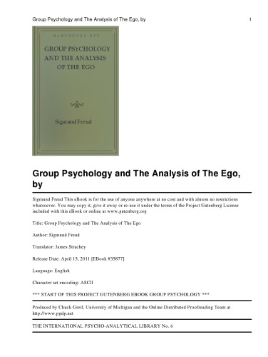 On Freud's ''Group psychology and the analysis of the ego''