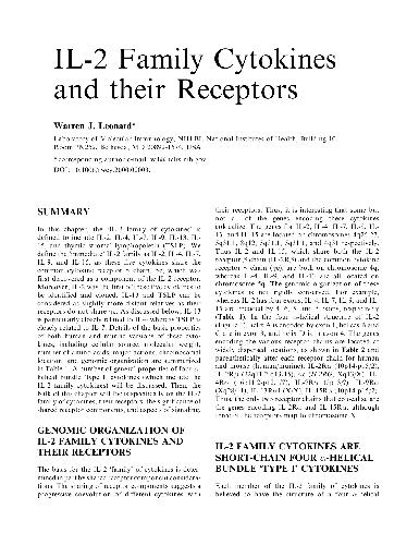 IL-2 Family Cytokines and their Receptors