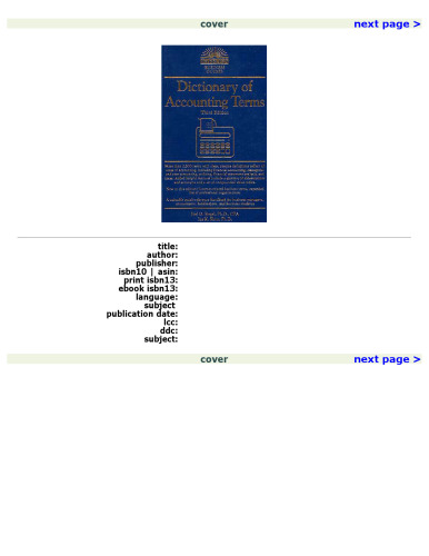 Dictionary of Accounting Terms