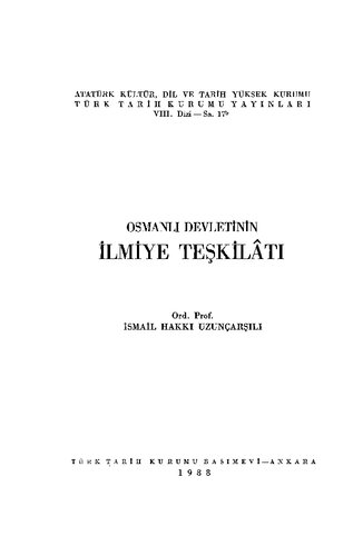 Osmanlı Devleti'nin İlmiye Teşkilatı