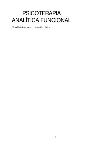 Psicoterapia Analítica Funcional. El análisis funcional en la sesión clínica