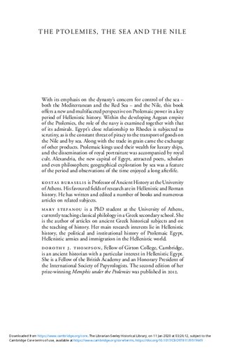 The Ptolemies, the Sea and the Nile: Studies in Waterborne Power