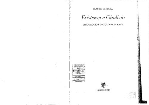 Esistenza e giudizio. Linguaggio e ontologia in Kant