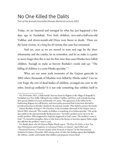 No one killed the Dalits