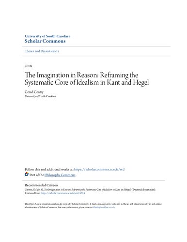 The Imagination in Reason: Reframing the Systematic Core of Idealism in Kant and Hegel