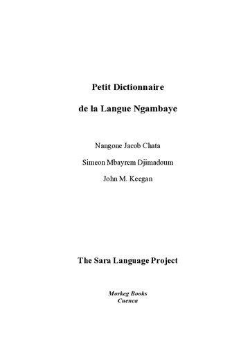 Petit Dictionnaire de la Langue Ngambaye