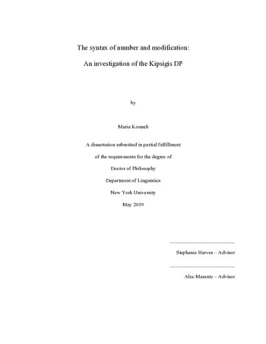 The syntax of number and modification: An investigation of the Kipsigis DP