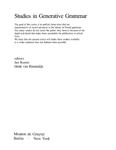 Lectures on government and binding: the Pisa lectures