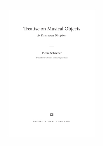Treatise on musical objects: essays across disciplines