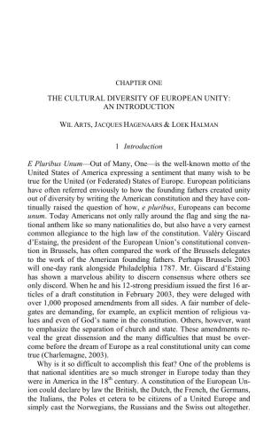 The Cultural Diversity of European Unity: Findings, Explanations and Reflections from the European Values Study