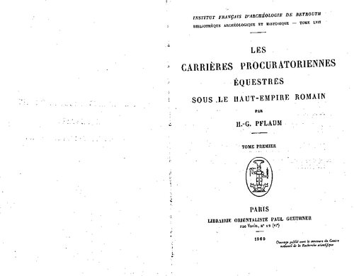Les carrières procuratoriennes équestres sous le Haut-Empire romain