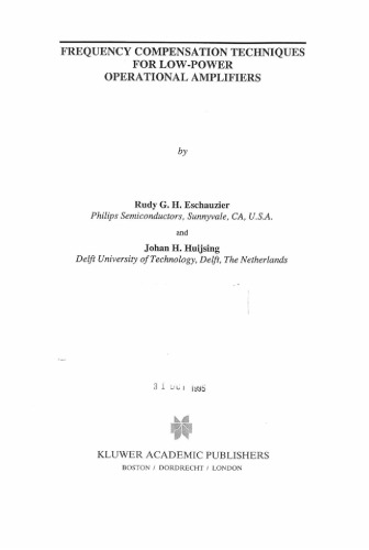 Frequency Compensation Techniques for Low-Power Operational Amplifiers