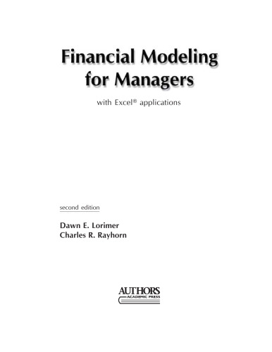 Financial Modeling for Managers: With Excel Applications