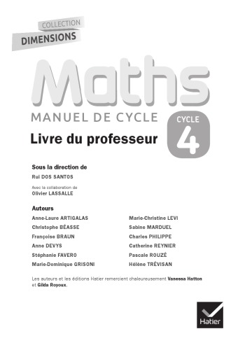 Maths manuel de cycle : cycle 4 : livre du professeur