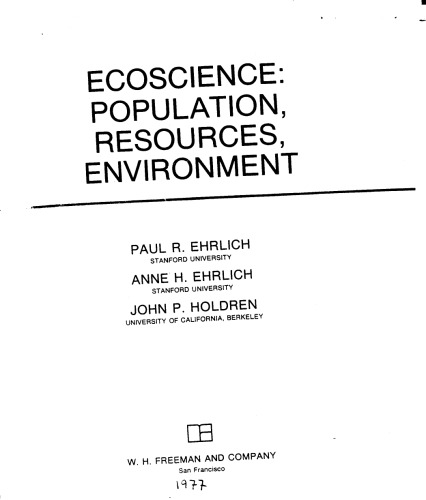 Ecoscience: population, resources, environment