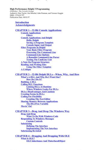 High Performance Delphi 3 Programming