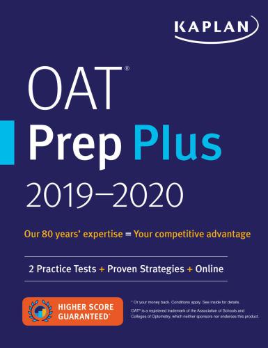 OAT Prep Plus 2019-2020: 2 Practice Tests + Proven Strategies + Online