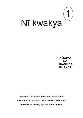 Nĩ kwakya 1. Kũsoma na kũandĩka Kĩkamba