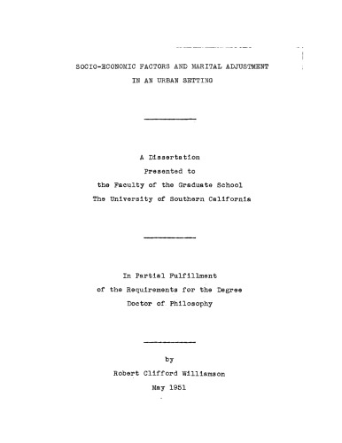 Socio-economic factors and marital adjustment in an urban setting