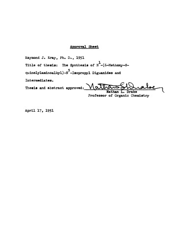 The synthesis of N(1)-(6-methoxy-8-quinolylaminoakyl)-N(5)-isopropyl diguanides and intermediates