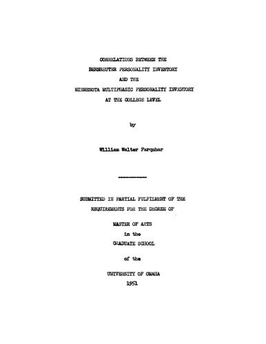 Correlations between the Bernreuter personality inventory and the Minnesota multiphasic personality inventory at the college level