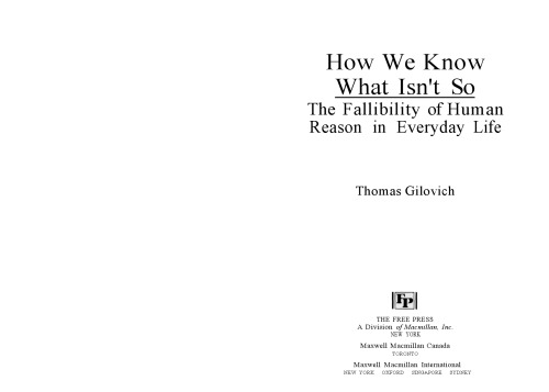 How We Know What Isn't So: The Fallibility of Human Reason in Everyday Life