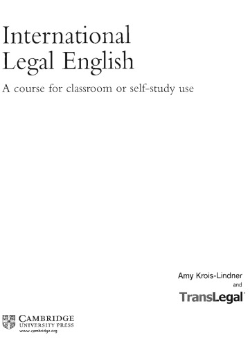 International Legal English Student's Book with Audio CDs: A Course for Classroom or Self-Study Use