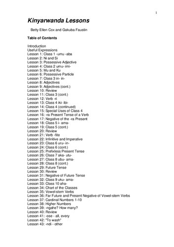 Kinyarwanda Lessons
