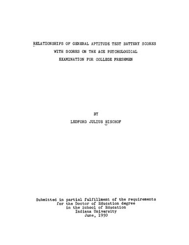 Relationships of general aptitude test battery scores with scores on the ACE Psychological Examination for College Freshmen