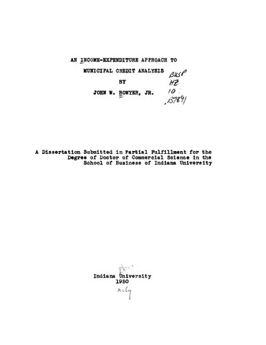 An income and expenditure approach to municipal credit analysis