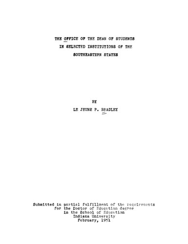 Survey of the office of Dean of Students in colleges in the Southeastern states