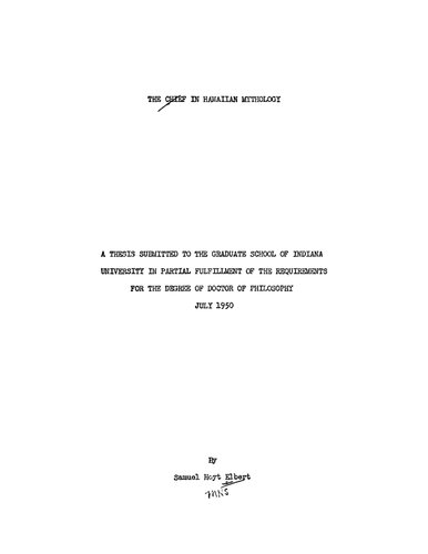 The chief in Hawaiian mythology