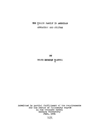 The violin family in American education and culture