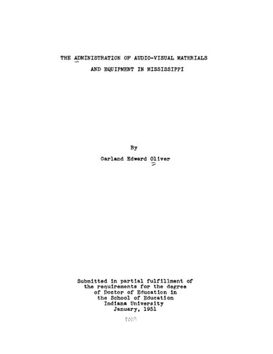 The administration of audio-visual materials and equipment in Mississippi