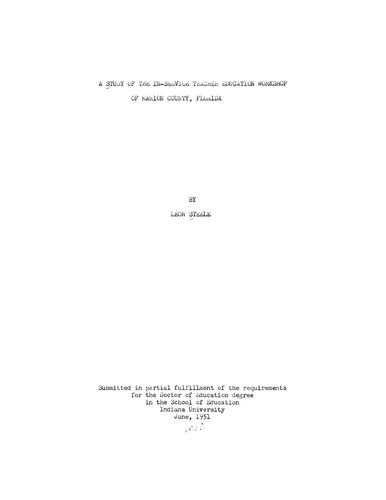 A study of inservice teacher education workshop of Marion County, Florida