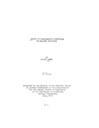Growth of polarization potentials in plating solutions