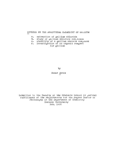 Studies on the analytical chemistry of gallium