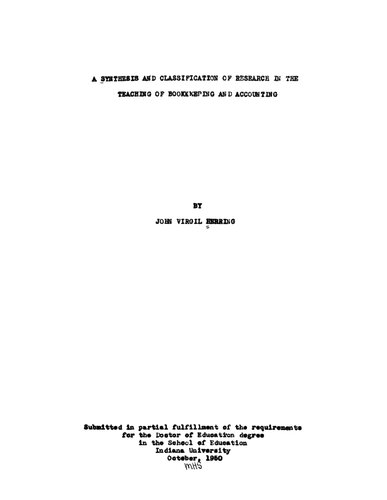 A synthesis and classification of research in the teaching of bookkeeping and accounting