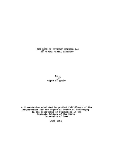 The role of stimulus meaning (m) in serial verbal learning