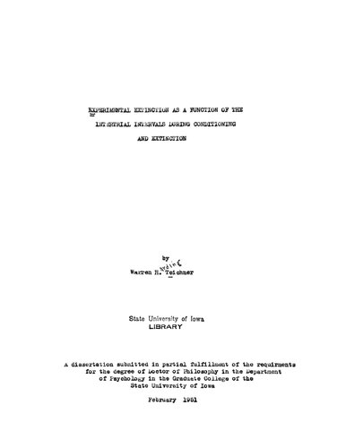 Experimental extinction as a function of the intertrial intervals during conditioning and extinction