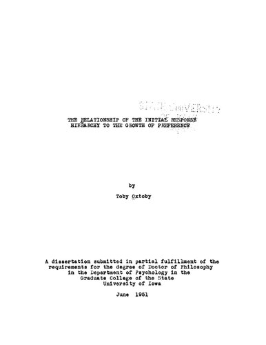 The relationship of the initial response hierarchy to the growth of preference