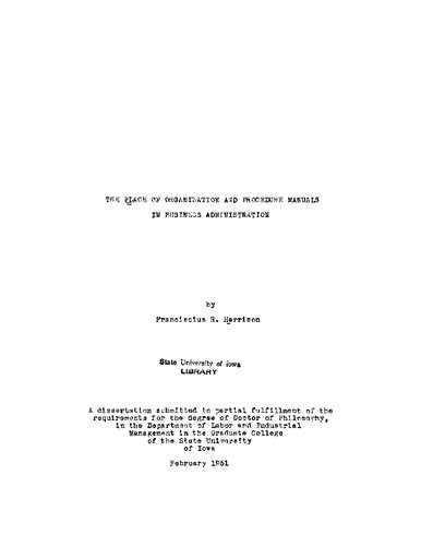 The Place of Organization and Procedure Manuals in Business Administration