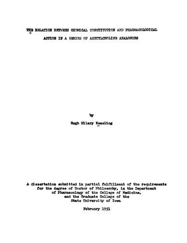 The Relations Between Chemical Constitution and Pharmacological Action in a Series of Acetylcholine Analogues