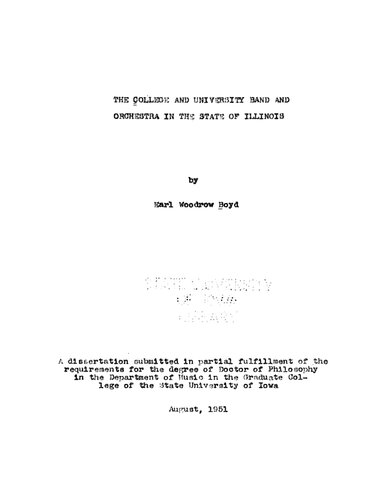 The College and University Band and Orchestra in the State of Illinois