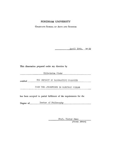 The Deposit of Radioactive Products From the Atmosphere in Electric Fields