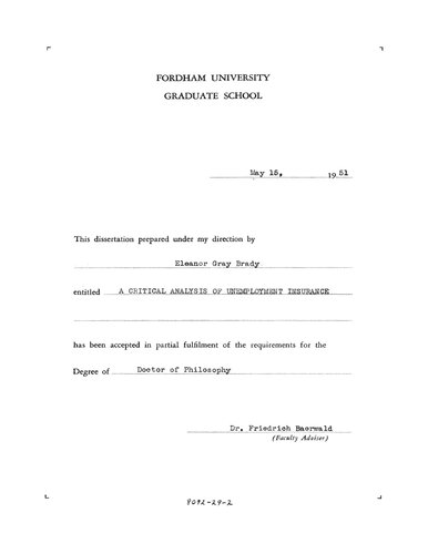 A Critical Analysis of Unemployment Insurance